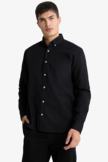 DeFacto Regular Fit Polo Neck Gabardine Long Sleeve Shirt F1261Ax25Au