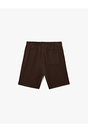 Koton Cotton Straight Fit Sports Shorts with Tie Waist and Pocket Detail