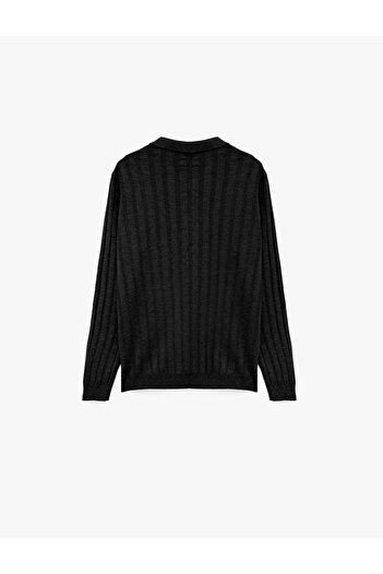 Koton Polo Neck Button Detailed Long Sleeve Knitwear Sweater