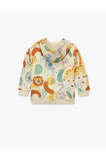 Koton Animals Printed Long Sleeve Hooded Sweatshirt