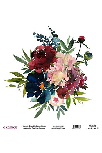 Cadence Watercolor Flower Rice Decoupage Paper - Wfc-004