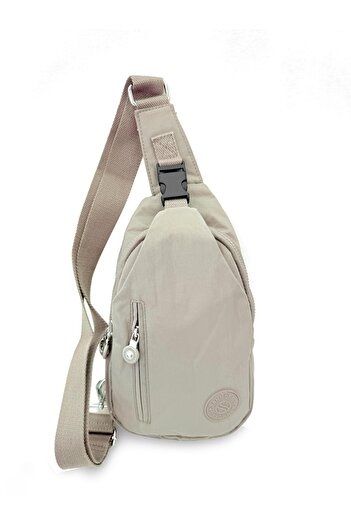 CCWAY AYAKKABI Women's Water Resistant Crinkle Fabric Crossbody Casual Bag Beige