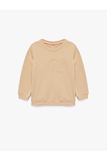 Koton Cotton Long Sleeve Crew Neck Dinosaur Printed Sweatshirt