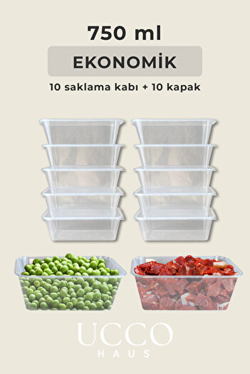 UCCO 10 Pieces 750ml Storage Container Set – Plastic Freezer Containers, Food Storage, Meal Prep & Kitchen Organization Boxes