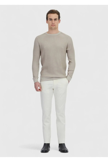 Ramsey Beige Crew Neck Thessaloniki 100% Cotton Knitwear Sweater