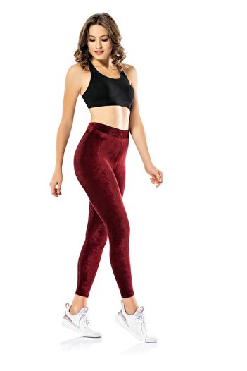 Zeta Group Women's Lycra Velvet High Waist Burgundy Leggings - Burgundy - Ilc2.Dyonacmiqctayt1154-Brd