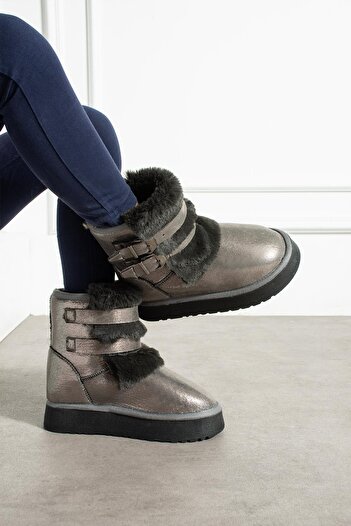 CCWAY AYAKKABI Double Buckle Thick Sole Children's Boots Platinum Sultan
