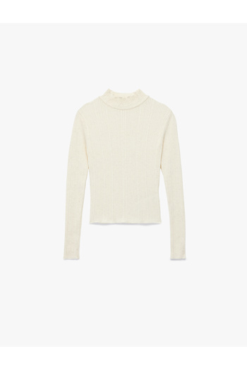 Koton Ruffle Detailed Stand Collar Long Sleeve Knitwear Sweater