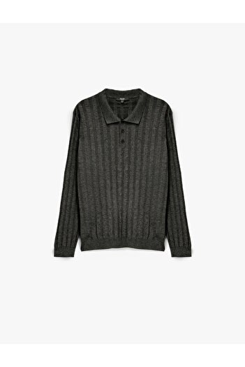 Koton Polo Neck Button Detailed Long Sleeve Knitwear Sweater