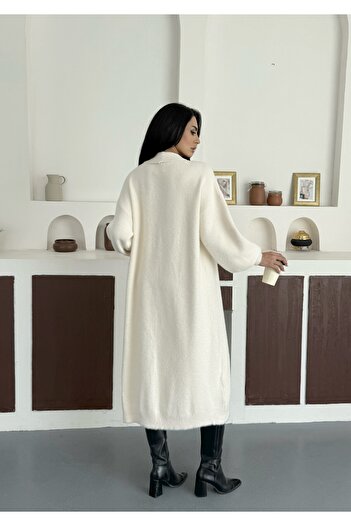NOA LİNE Women's Soft Textured Long Long Knitwear Cardigan