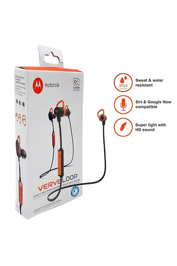 Motorola VerveLoop Super Light, Wireless, Splash Resistant Stereo Earbuds (Orange)