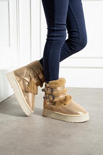 CCWAY AYAKKABI Double Buckle Thick Sole Children's Boots Bronz Sultan