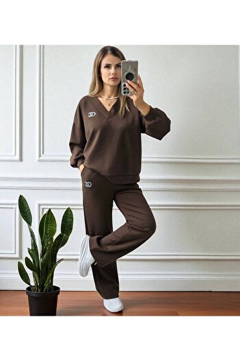 MAXORA SHOP Fine viscose suit with anchor and shiny rhinestone detail