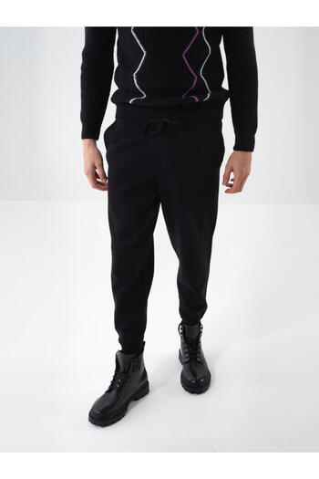 Xint Erkek Siyah Doğal Yün Dokulu Regular Fit Pantolon