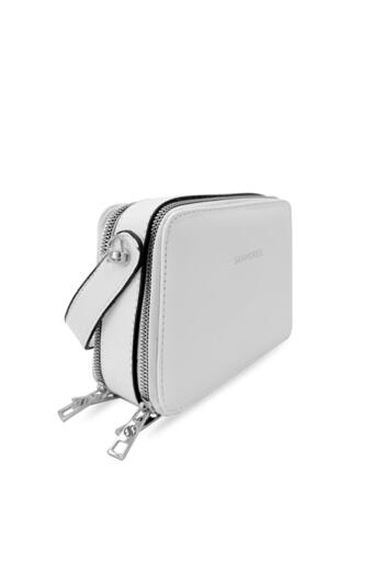 CCWAY AYAKKABI Women's Stylish Detailed Zippered Adjustable Crossbody Strap Hand and Shoulder Bag White