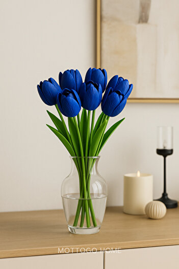 Mottogo 5-Piece Artificial Wet Tulip Bouquet - Realistic Decorative Flower