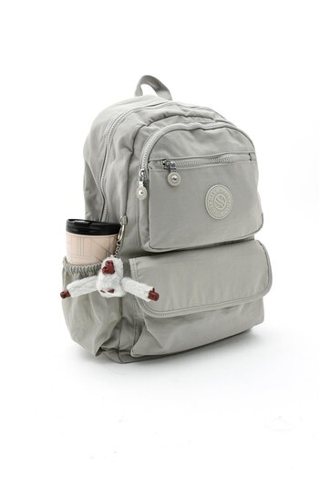 CCWAY AYAKKABI Water Resistant Fabric Large Size School Travel Backpack with Laptop Compartment Gray
