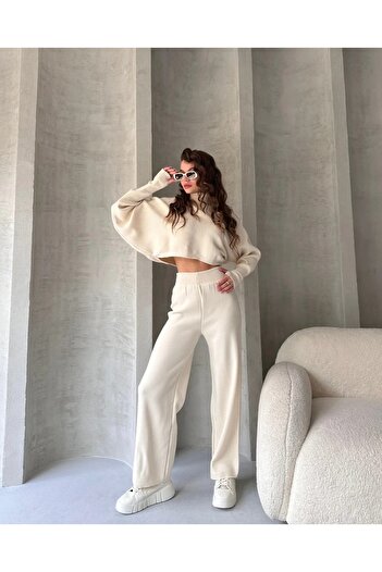 EZRA Fisherman's Crop Sweater and Trousers Knitwear Set