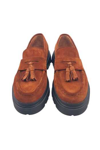 Oneka Shoes Men's Casual Loafer Tasseled Cinnamon Suede 130825Bv1742