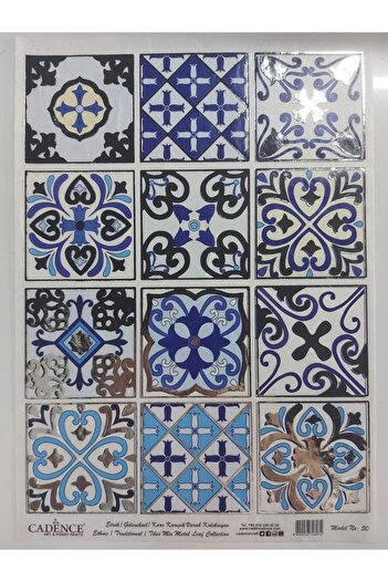 Cadence Patterned Silver Leaf Brass Decoapaj Paper - Model 050