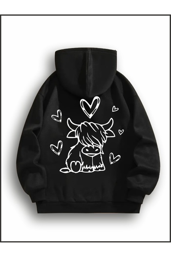 estilowear Unisex Bull Printed Oversize Sweatshirt Black