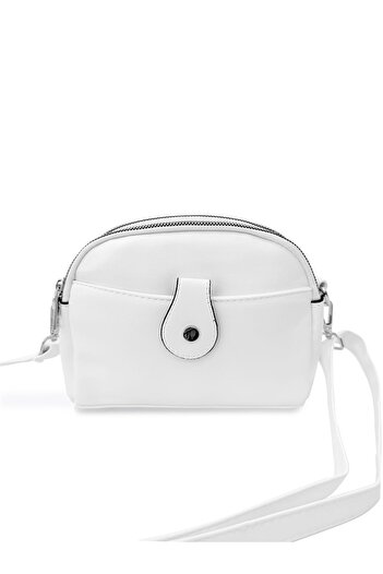 CCWAY AYAKKABI 3-Compartment Crossbody Women's Shoulder Bag White