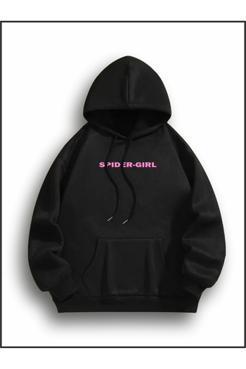 estilowear Women's Spider Girls Printed Oversize Sweatshirt Black