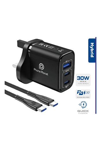 PHONE PLANET 30W 3-Port Phone Plant Wall Charger