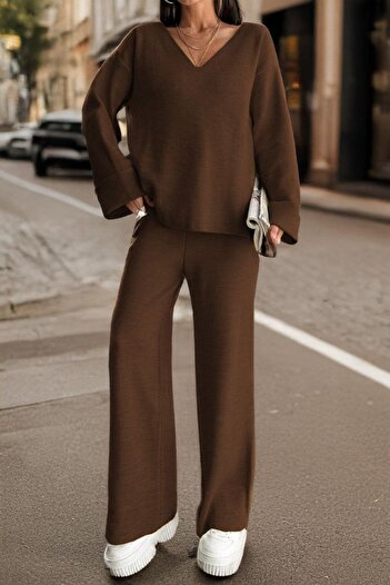 Sum V-Neck Trousers Knitwear Set
