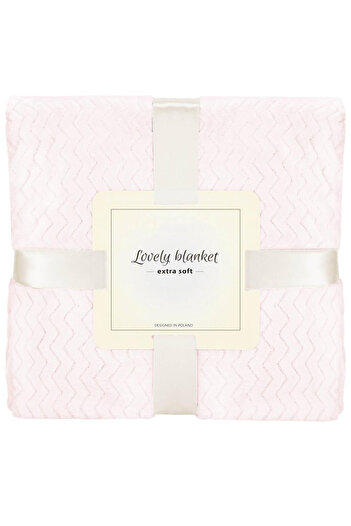 SERSIMO Fluffy blanket for 2 people, 2 sides, embossed pattern, 160x200cm, light pink