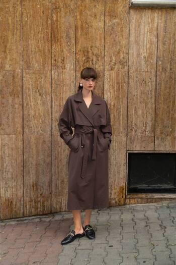 ossons Buttoned Double Breasted Trench Coat