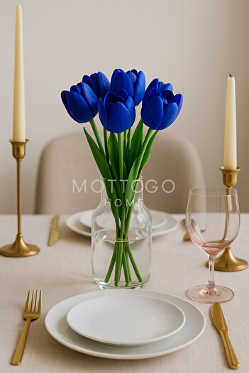 Mottogo 5-Piece Artificial Wet Tulip Bouquet - Realistic Decorative Flower