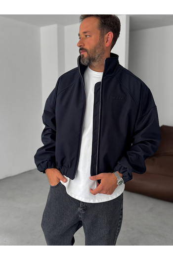 BYBASICMAN Navy Blue Technical Fabric Bomber Jacket G-5750