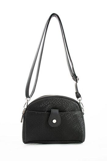 CCWAY AYAKKABI 3-Compartment Women's Shoulder Bag Suitable for Crossbody Use Black Mosaic