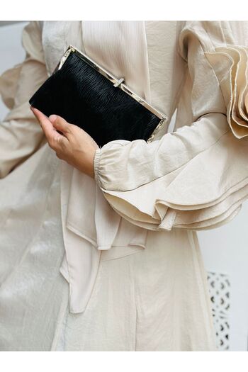 Çanta Trend Stone Detailed Wavy Women's Portfolio Clutch Evening Bag