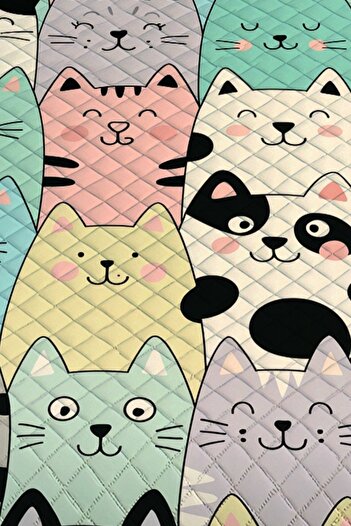 3D ELSE HALI Colorful Cats Patterned Single Pique Set Bedspread