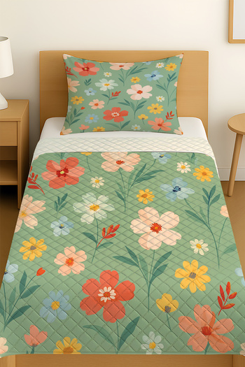 3D ELSE HALI Small Flowers Patterned Single Pique Set Bedspread