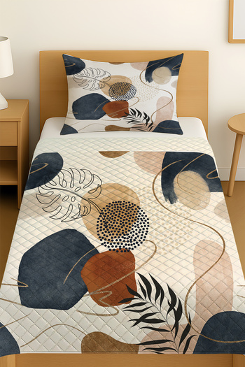 3D ELSE HALI Gray Brown Minimal Patterned Single Pique Set Bedspread