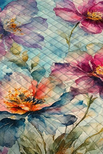 Else Dekor Watercolor Floral Pattern Single Pique Set Bedspread