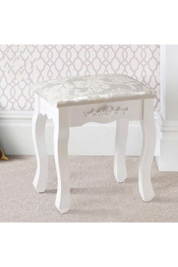 SERSIMO Upholstered stool for dressing table, solid wood legs, 38x28x45 cm