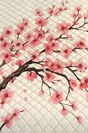 3D ELSE HALI Sakura Pink Flowering Tree Patterned Single Bedspread Set