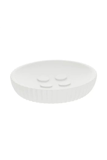 ACE Tendance Polyresin Soap Dish W/Rounded Stripes (White, 11 x 11 x 2.4 cm)