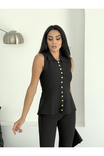 NOA LİNE Women's Soft Textured 12 Button Standard Size Vest