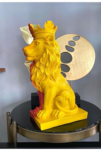 Mirsa Global Dekoratif Glatasaray Temalı Aslan Biblo Sarı Kırmızı Figür Aslan