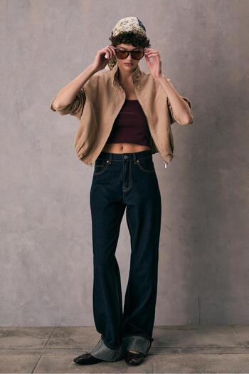 Stradivarius Fitilli kadife bomber ceket