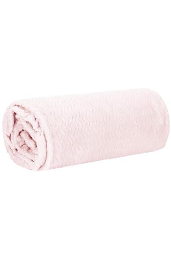 SERSIMO Fluffy blanket for 2 people, 2 sides, embossed pattern, 160x200cm, light pink