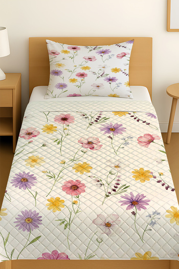 Else Dekor Colorful Spring Flowers Patterned Single Pique Set Bedspread