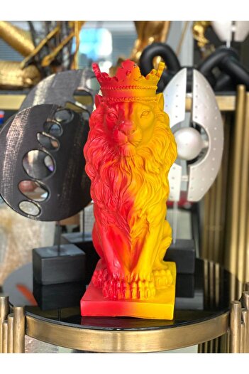 Mirsa Global Dekoratif Glatasaray Temalı Aslan Biblo Sarı Kırmızı Figür Aslan