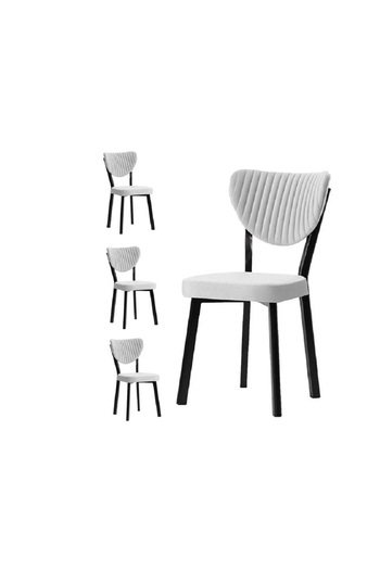 Casafun Set of 4 extra durable chairs, upholstered in Velvet, Gemstone, HoReCa kitchen, living room, black metal frame