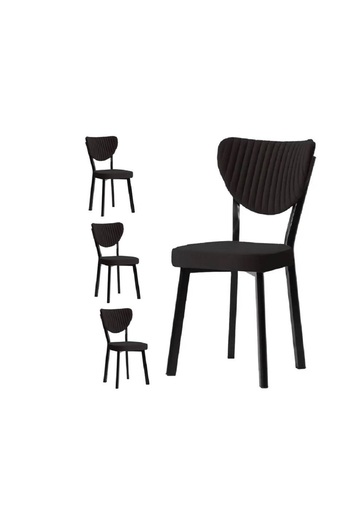Casafun Set of 4 extra durable chairs, upholstered in Velvet, Gemstone, HoReCa kitchen, living room, black metal frame